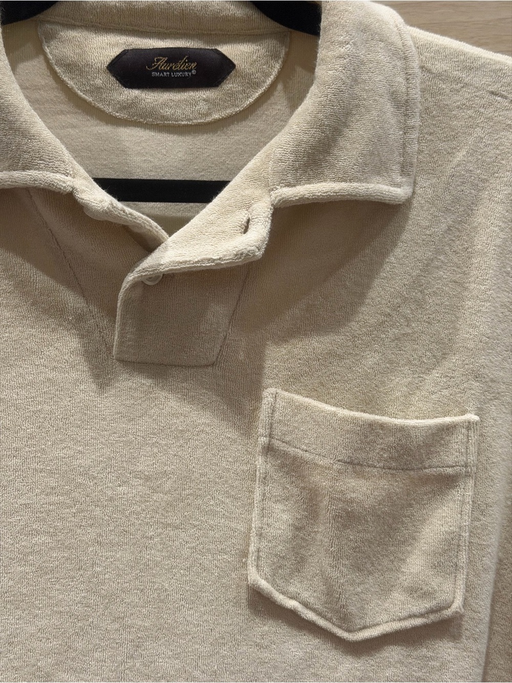Aurelien Smart Luxury Men's Cream Polo-Terry Sweater